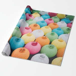 Assorted-color sky lantern lot wrapping paper