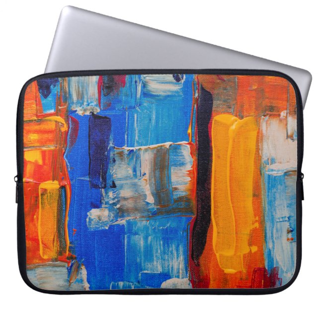 Assorted-colour abstract painting laptop sleeve (Front)