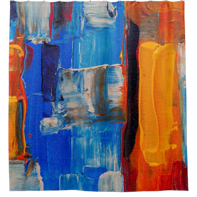 Assorted-colour abstract painting shower curtain (Front)