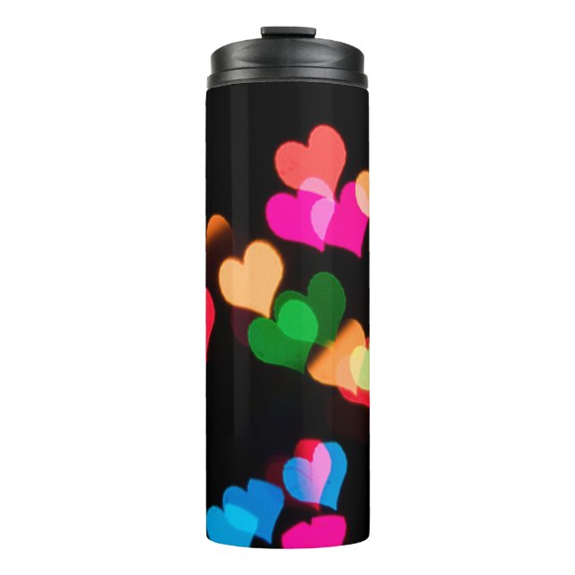 Assorted-colour hearts illustrations thermal tumbler (Front)