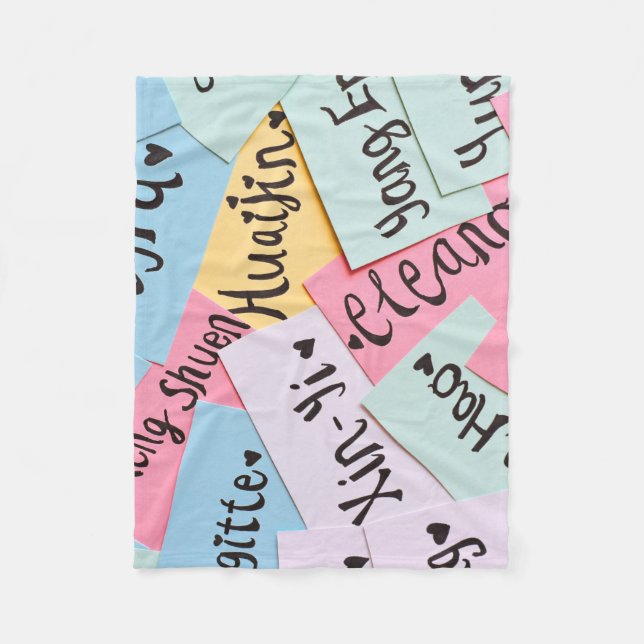 Assorted-colour of name cards fleece blanket (Front)