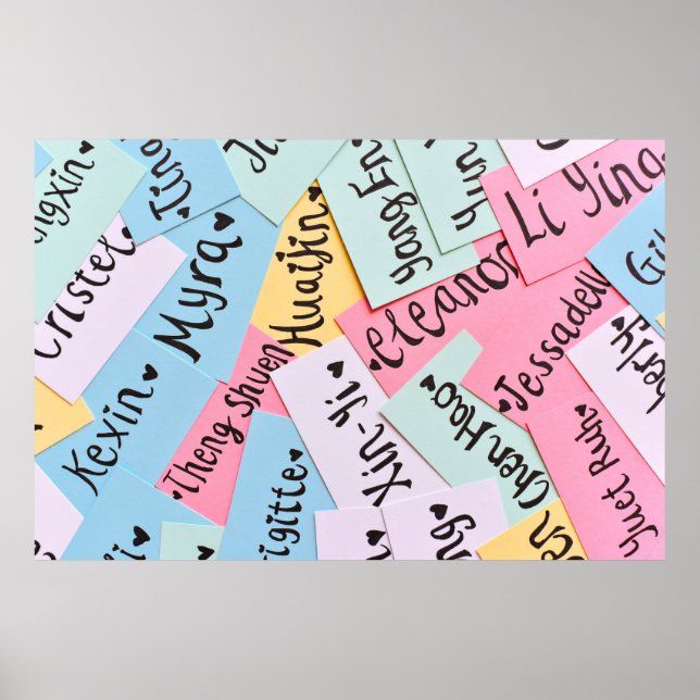 Assorted-colour of name cards poster (Front)