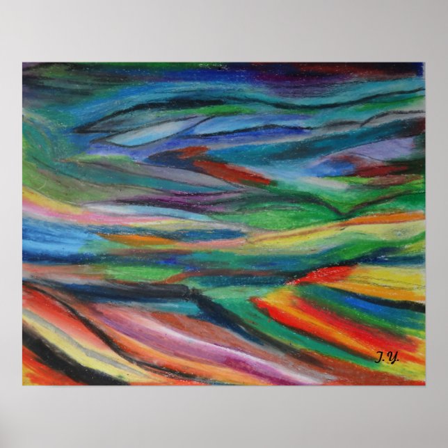 Assorted Colour oil pastels Stream Media Abstract Poster (Front)