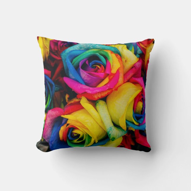 Assorted-colour petaled flowers cushion (Front)
