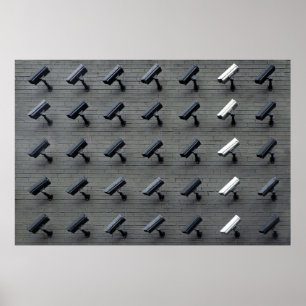 Assorted-colour security cameras poster
