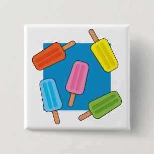 Assorted Colourful Popsicles Pattern 15 Cm Square Badge
