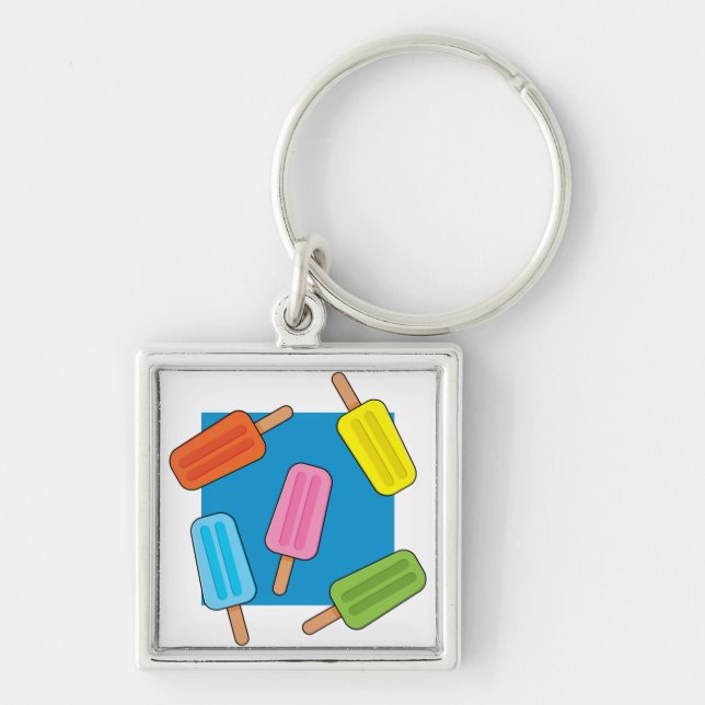 Assorted Colourful Popsicles Pattern Key Ring (Front)