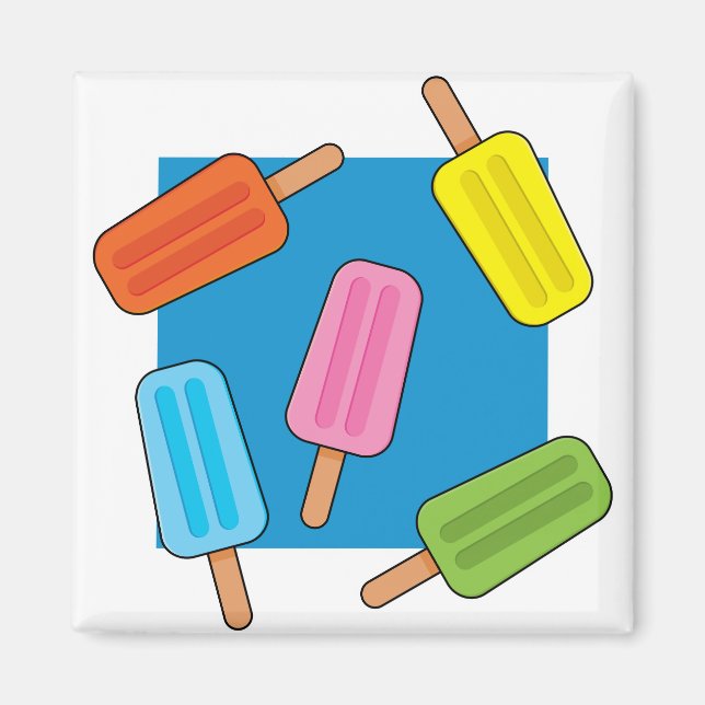 Assorted Colourful Popsicles Pattern Magnet (Front)
