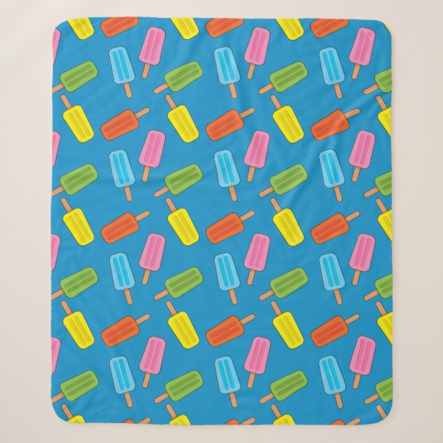 Assorted Colourful Popsicles Pattern Sherpa Blanket (Front)