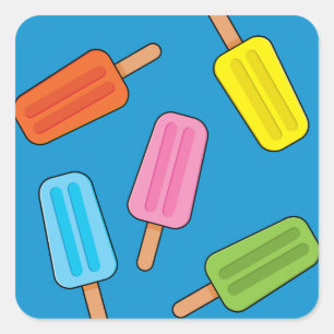 Assorted Colourful Popsicles Pattern Square Sticker