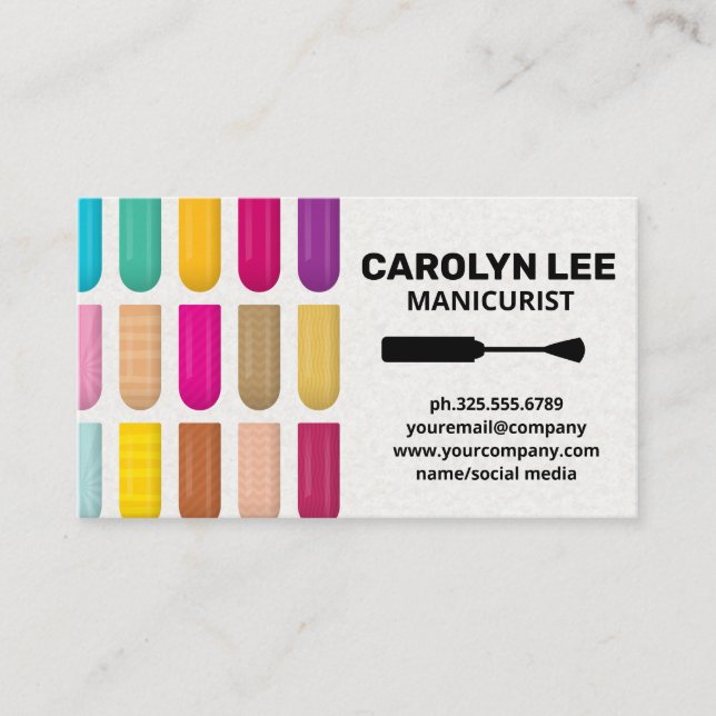 Assorted Decorative Nails | Nail Polish Brush Business Card (Front)