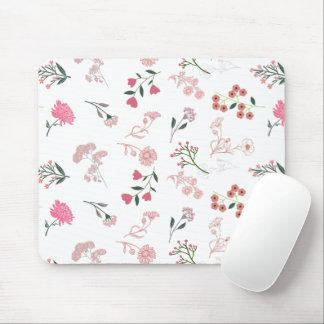 Assorted Delicate Flowers in Pattern Print Mouse Pad