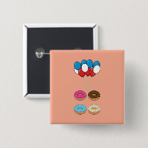 Assorted Donuts and Balloons 15 Cm Square Badge