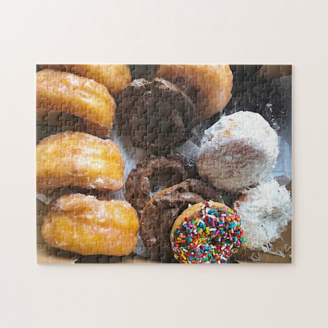 Assorted doughnuts in a box jigsaw puzzle (Horizontal)