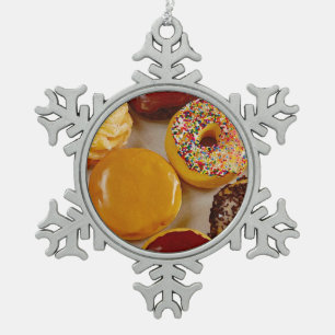 Assorted doughnuts snowflake pewter christmas ornament