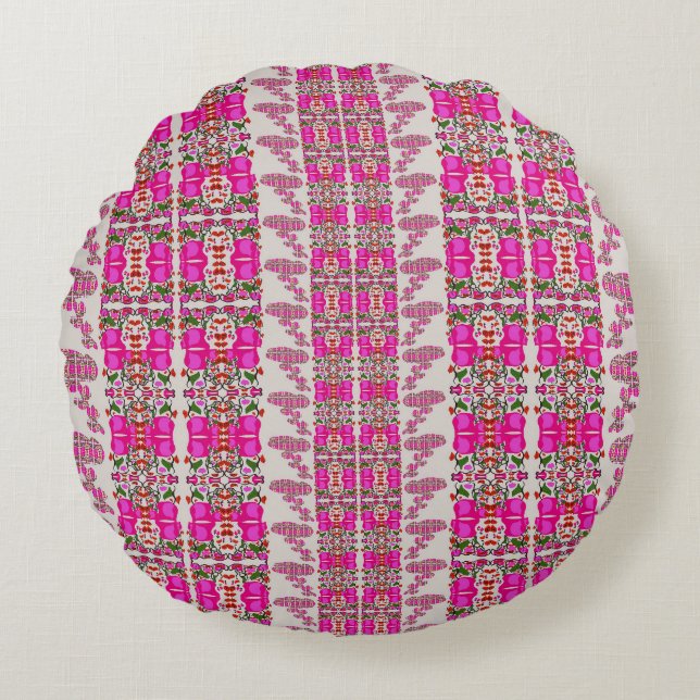 Assorted Floral Roses Round Cushion (Front)