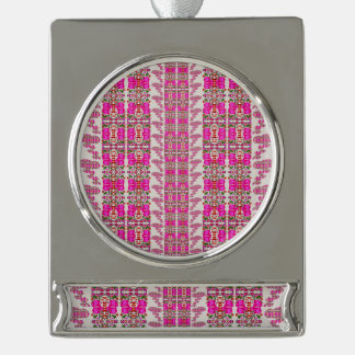 Assorted Floral Roses Silver Plated Banner Ornament