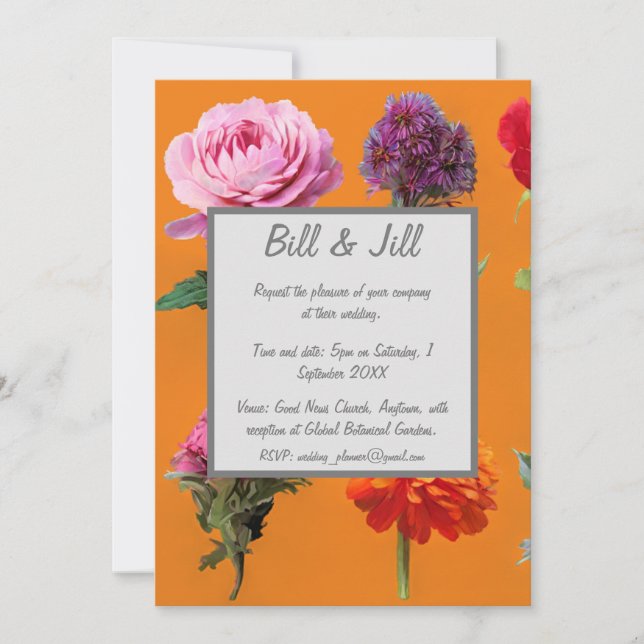 Assorted Flowers Daisy Wedding Invitation (Front)