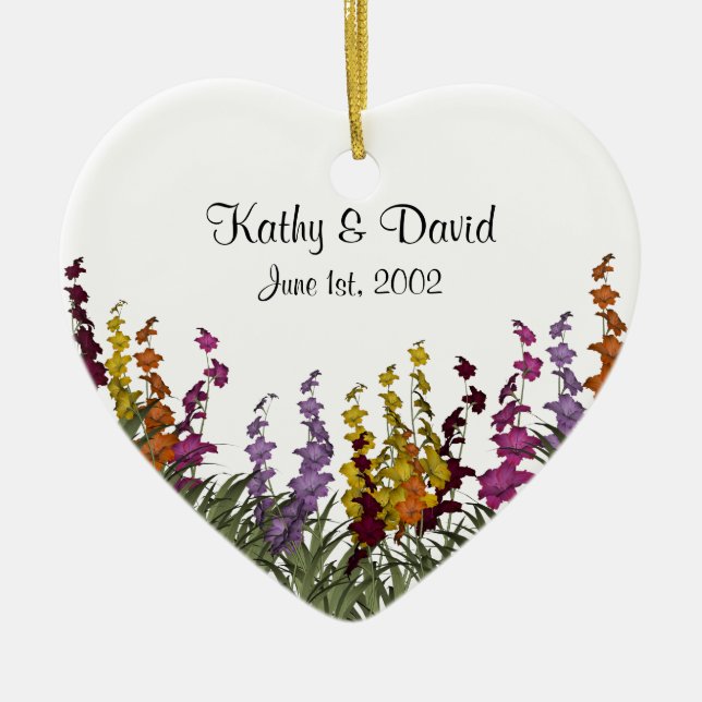 Assorted Flowers Wedding Ceramic Tree Decoration (Front)
