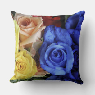 Assorted fresh rose bouquets cushion