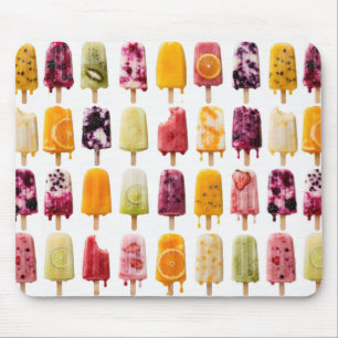 Assorted Frozen Fruit Popsicles on White Mouse Pad