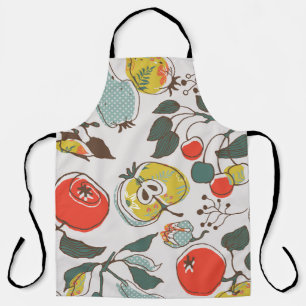 Assorted fruits, colourful seamless pattern. apron