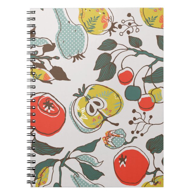 Assorted fruits, colourful seamless pattern. notebook (Front)