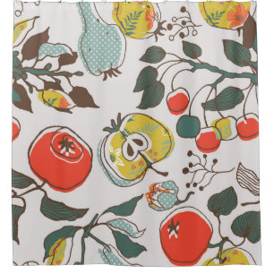 Assorted fruits, colourful seamless pattern. shower curtain