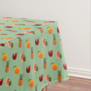 Assorted Fruits on Laurel Green Tablecloth