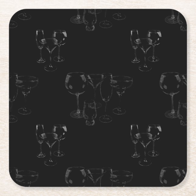 Assorted Glassware Square Paper Coaster (Front)