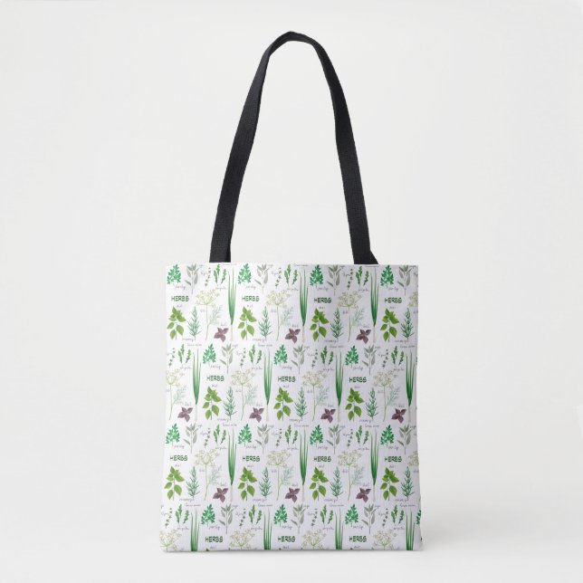Assorted Herbs Herbal Design Tote Bag (Front)