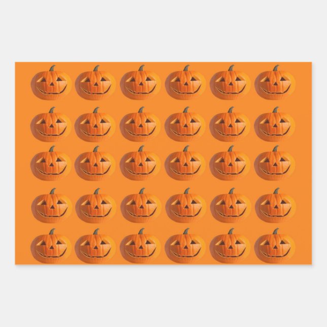 Assorted Jack-O-Lantern Wrapping Paper (Front 3)