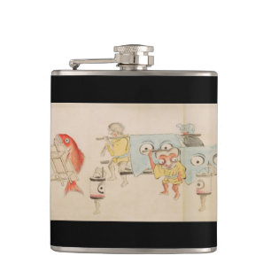Assorted Japanese Yokai Emaki Hip Flask