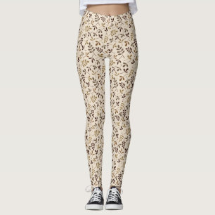 Assorted Leaves Rpt Ptn Gold Browns Cream Leggings