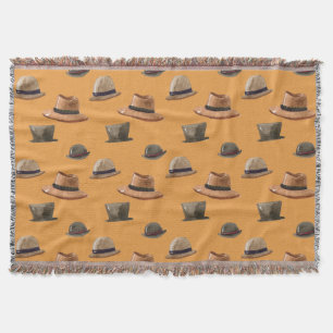 Assorted Men's Vintage Hats Throw Blanket