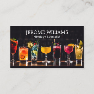 Assorted Mixed Cocktail Drinks on Bar Top Business Card