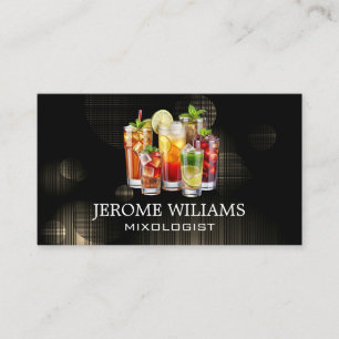 Assorted Mixed Drinks Night Club Lights Backdrop Business Card