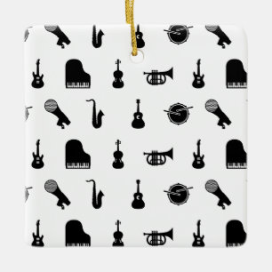 Assorted Musical Instruments CUSTOM BG COLOR Ceramic Ornament