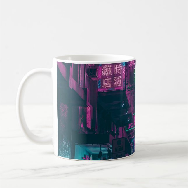 ASSORTED NEON LIGHT SIGNAGE ON STREET DURING NIGHT COFFEE MUG (Left)