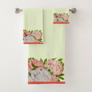 Assorted Peonies on a Bathroom Towel Set