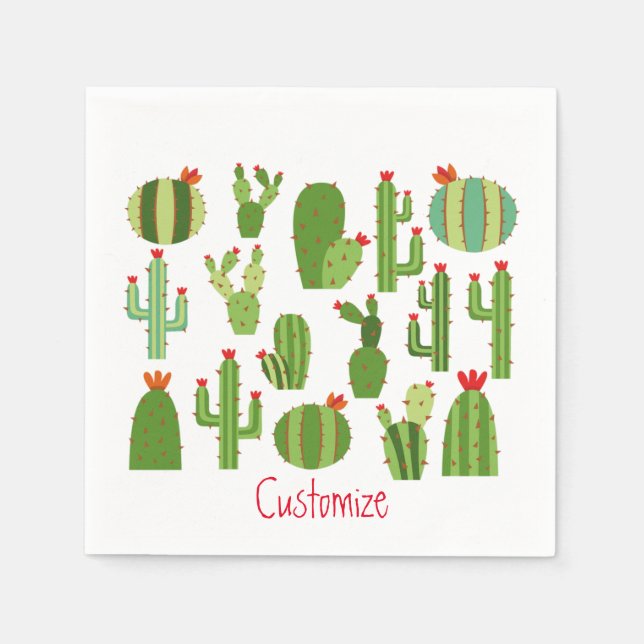 Assorted Red-flowered Cactus Plants Thunder_Cove Napkin (Front)