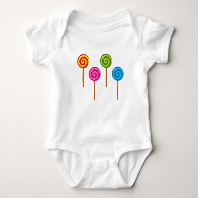 Assorted Spiral Colourful Lollipops Baby Bodysuit (Front)