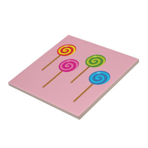 Assorted Spiral Colourful Lollipops Tile
