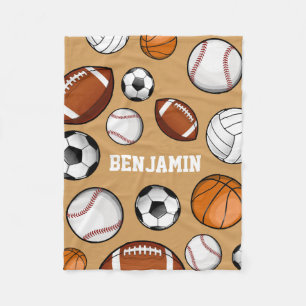 Assorted Sports Player Custom Name Tan Fleece Blanket