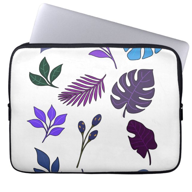 Assorted Tropical Leaves and Botanicals Laptop Sleeve (Front)