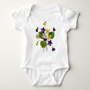 Assorted Wild Violets Done in Crewel Embroidery Baby Bodysuit