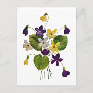 Assorted Wild Violets Done in Crewel Embroidery Postcard