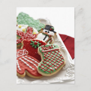 assortment of festive holiday cookies postcard
