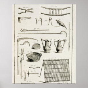 Assortment of gardening tools, from the 'Encyclope Poster