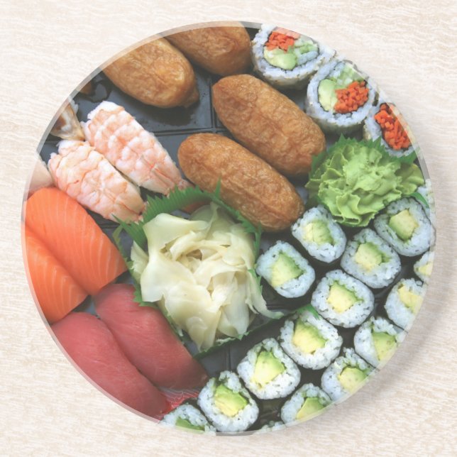 Assortment of Japanese sushi favourites Coaster (Front)